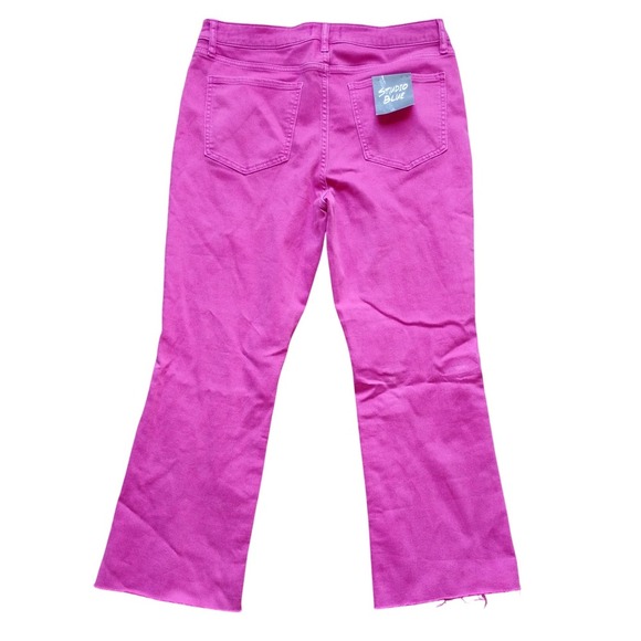 Studio Blue Womens Cropped Flare Jeans Size 31 Roseberry Pink Raw Hem 2x30 - Picture 2 of 5